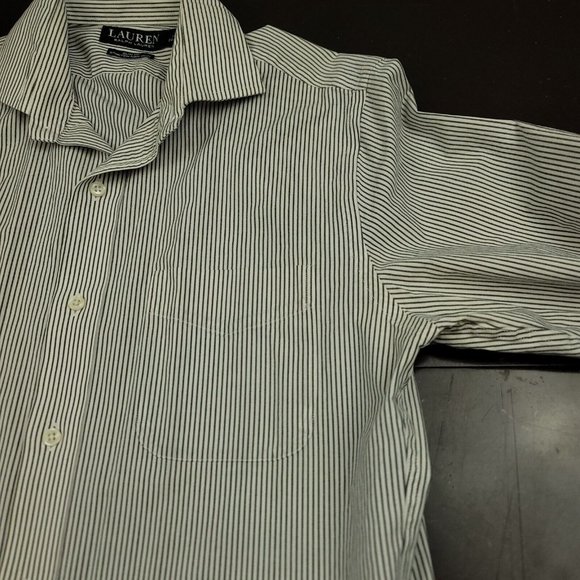 Ralph Lauren Mens 15 32 / 33 Shirt Black Label Button Up Black Stripe Slim Fit - Picture 5 of 10